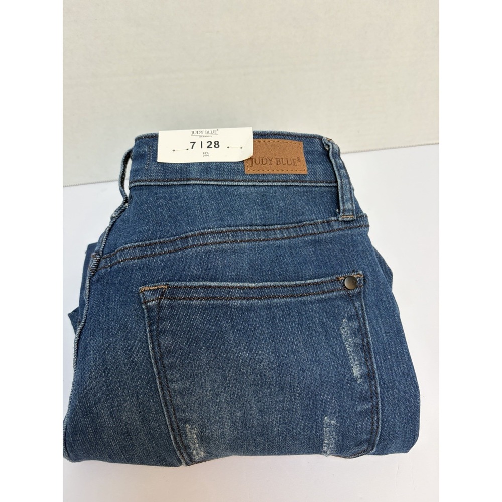 Judy Blue NWT Hi-Rise Boyfriend Fit Jean Sz 7/28 Denim 88526 Button Fly Distress